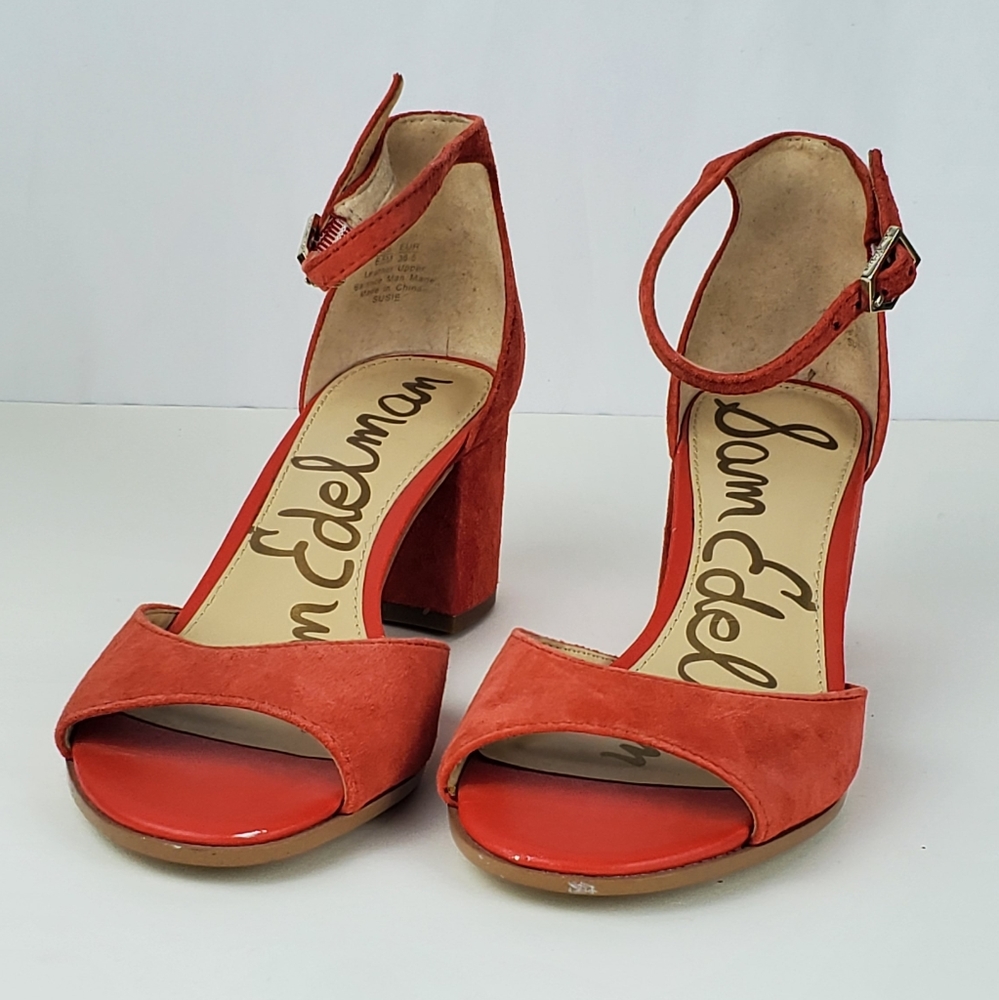 Sam Edelman Coral Leather Block Heel Sandals. - Picture 2 of 15